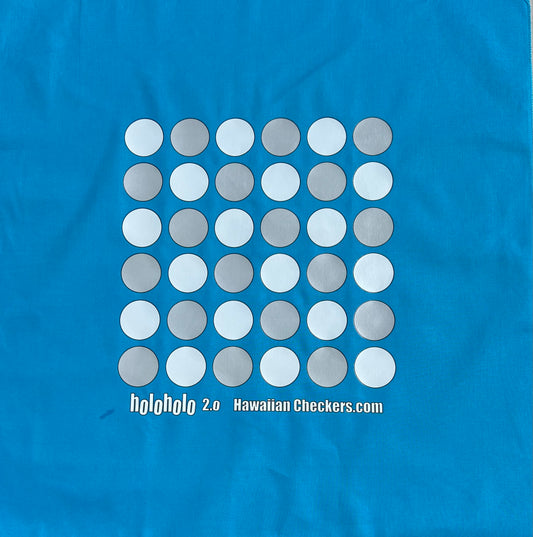 A captivating turquoise cotton fabric playing board for players to compete in a perfect whimsical konane match.
